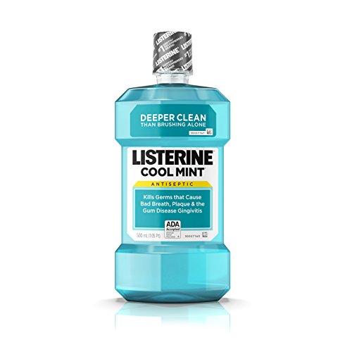 Listerine Cool Mint Antiseptic Mouthwash for Bad Breath, Plaque and Gingivitis, 500 ml